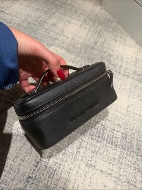 Prada Black Saffiano Leather Toiletry Bag with Top Handle